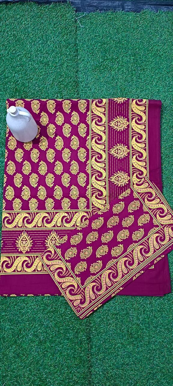 ArtbyKAMASK 100% Organic Cotton Hand Block Printed Double Bed Sheet - 210 TC Double Bed Sheet in Queen Size - Size - 90 X 108 Inches (228 x 274 cms) - 1 Bedsheet and 2 Pillow Covers - Bhumika Pink & Yellow + 5 Variants