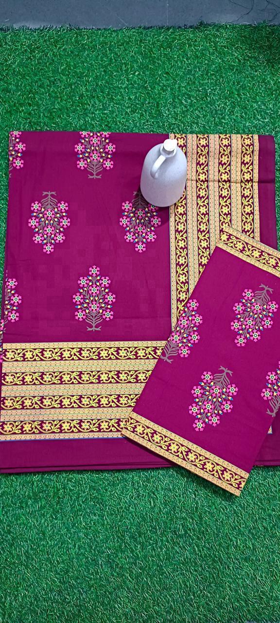 ArtbyKAMASK 100% Organic Cotton Hand Block Printed Double Bed Sheet - 210 TC Double Bed Sheet in Queen Size - Size - 90 X 108 Inches (228 x 274 cms) - 1 Bedsheet and 2 Pillow Covers - Bhumika Pink & Yellow + 5 Variants