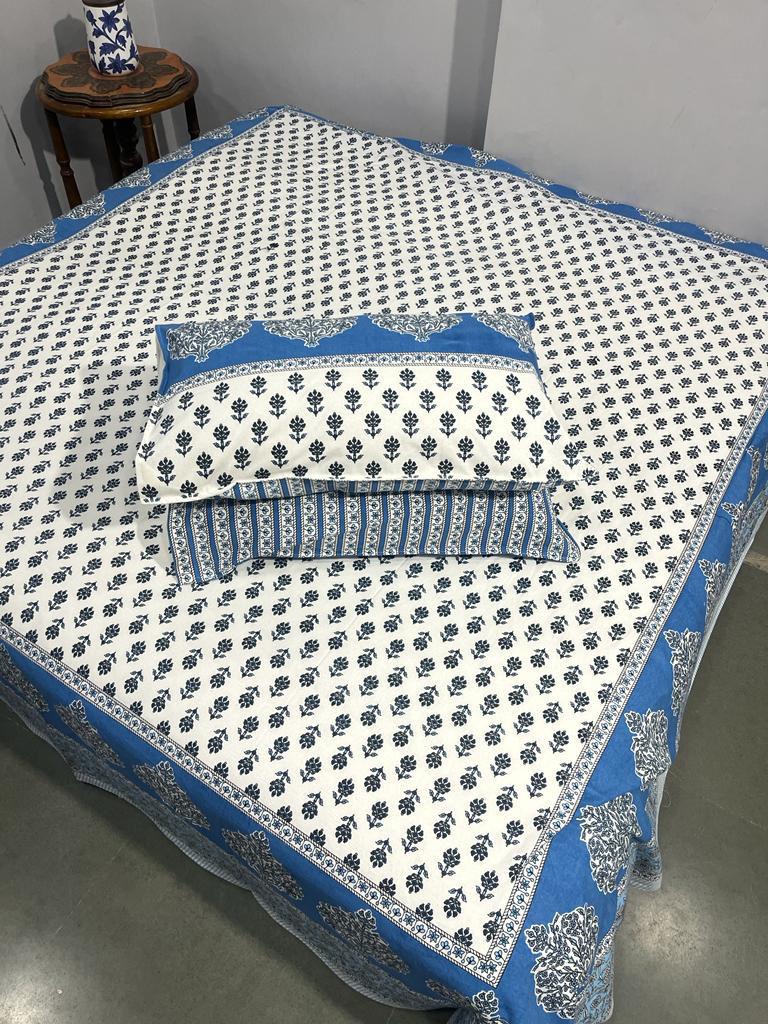 ArtbyKAMASK 100% Organic Cotton Hand Block Printed Double Bed Sheet I 210 TC Double Bed Sheet in King Size I Size - 108 X 108 Inches 274 x 274 cms) I 1 Bedsheet and 2 Pillow Covers I Jamini Pink & Maroon + 2 Color Variants