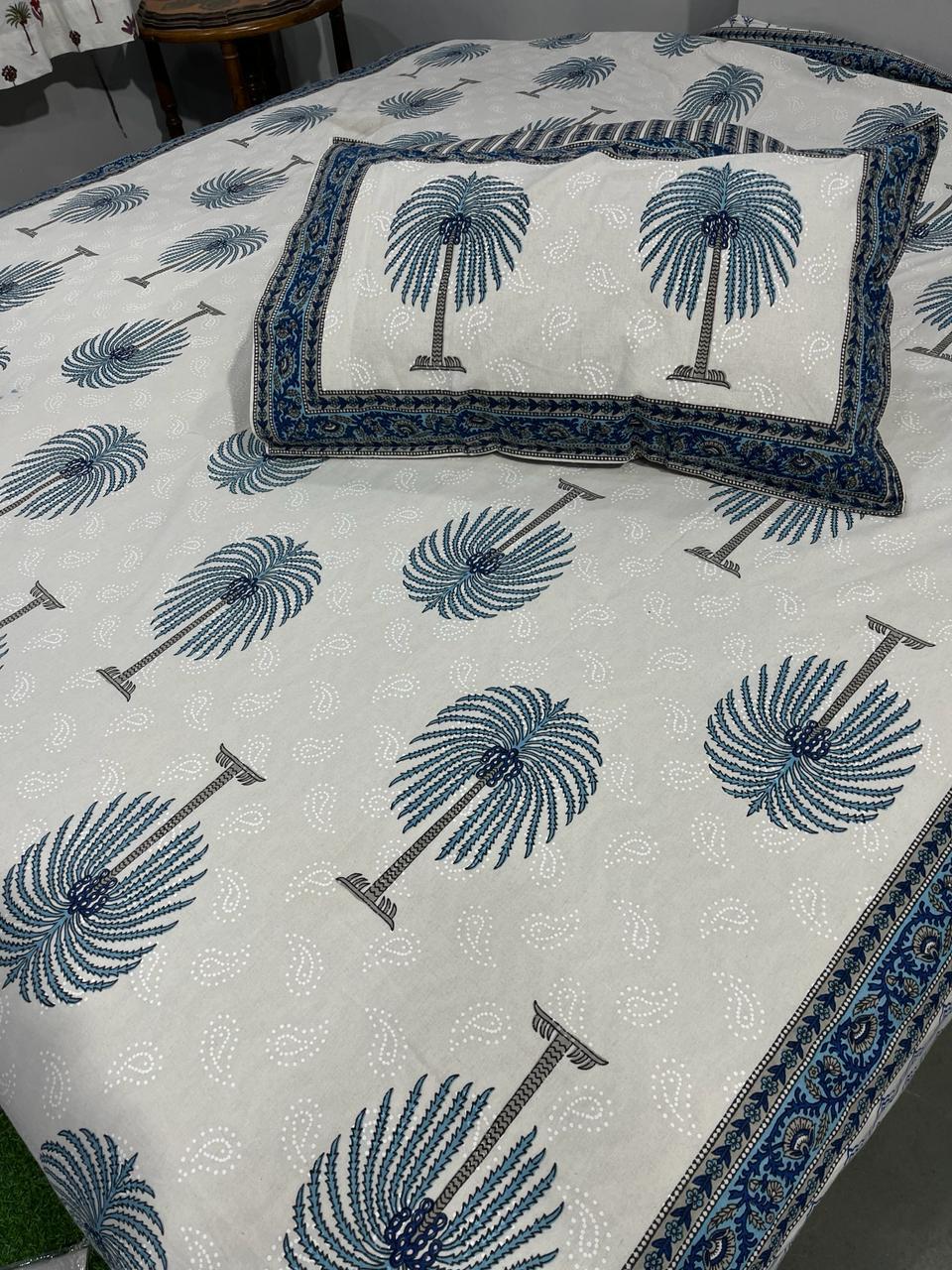 ArtbyKAMASK 100% Organic Cotton Hand Block Printed Double Bed Sheet - 210 TC Double Bed Sheet in Queen Size - Size - 90 X 108 Inches (228 x 274 cms) - 1 Bedsheet and 2 Pillow Covers - Kamala Yellow + 2 Variants