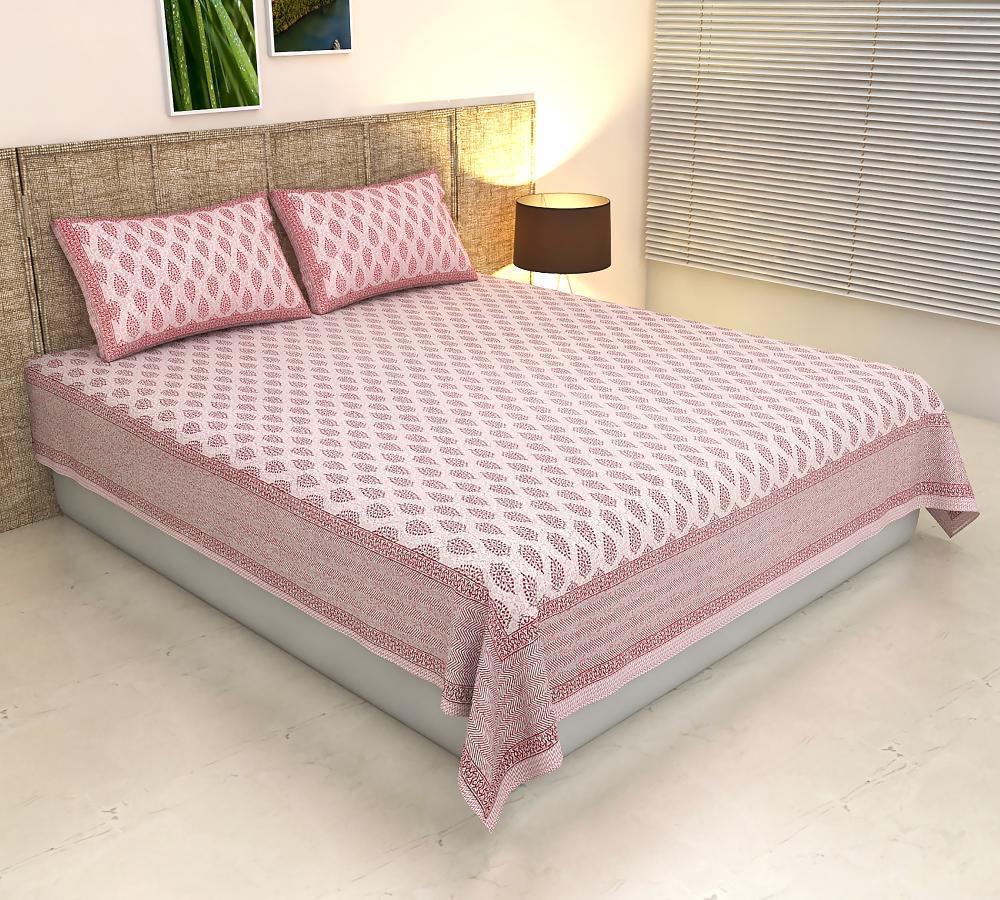 ArtbyKAMASK 100% Organic Cotton Hand Block Printed Double Bed Sheet - 210 TC Double Bed Sheet in King Size - Size - 108 X 108 Inches 274 x 274 cms) - 1 Bedsheet and 2 Pillow Covers - Kamini Black + 3 Variants