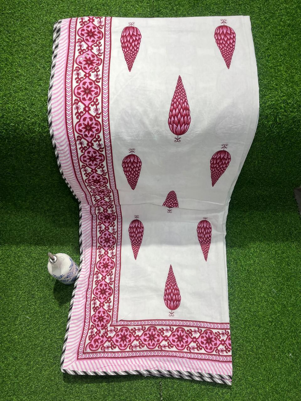 ArtbyKAMASK 100% Organic Cotton Hand Block Printed Dohar -3 Layered Dohar in Queen Size 90X108 Inches (228x274 cms) - 1 Dohar Chandini Blue + 2 Colors
