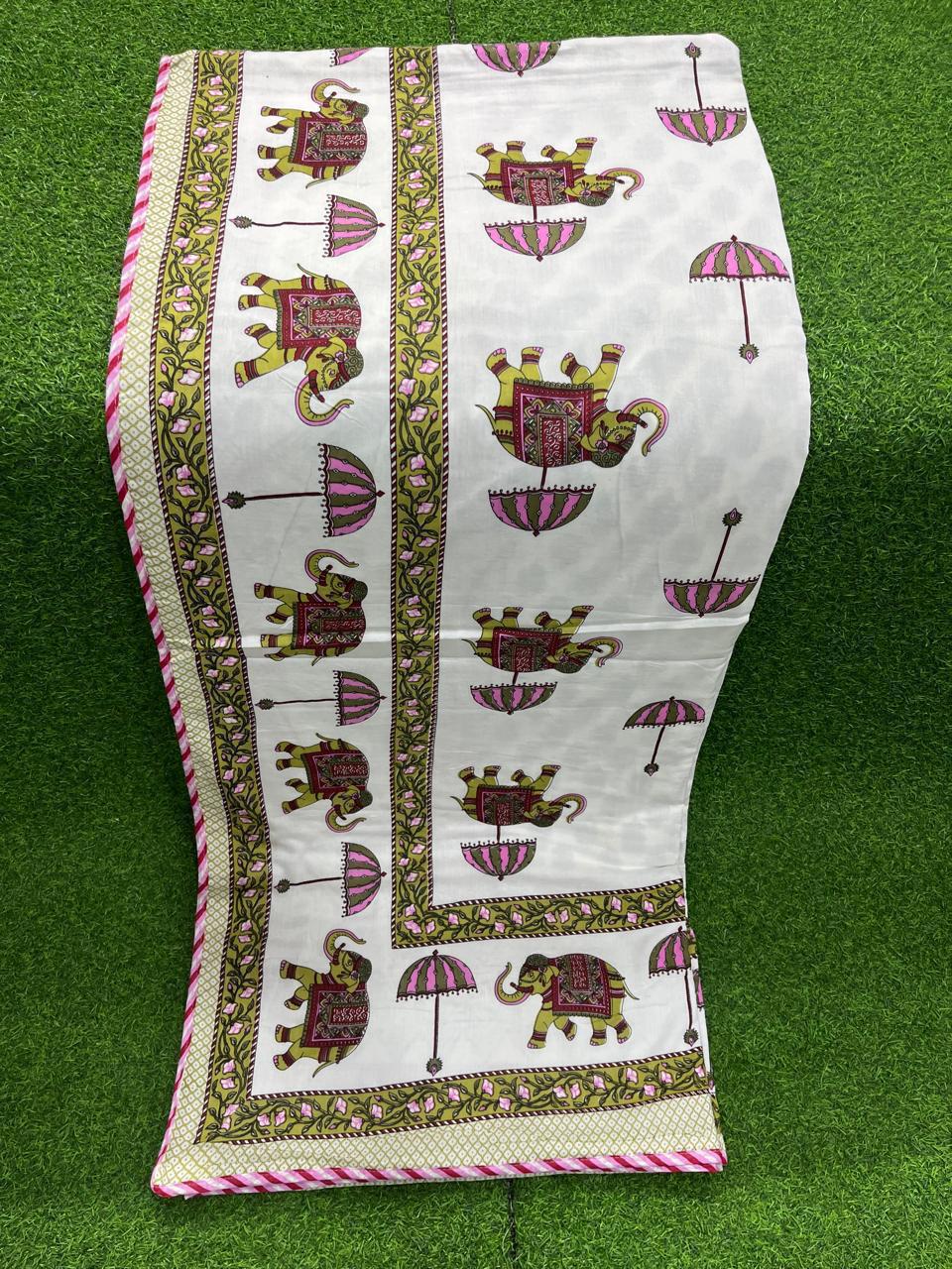 ArtbyKAMASK 100% Organic Cotton Hand Block Printed Dohar- 3 Layered Dohar in Queen Size 90X108 Inches (228x274 cms) - Dohar - Vani Dohar Yellow & Blue