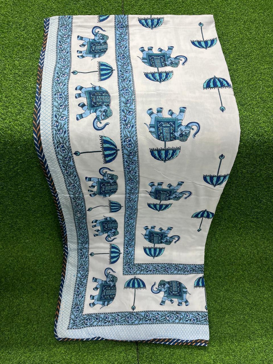 ArtbyKAMASK 100% Organic Cotton Hand Block Printed Dohar - 3 Layered Dohar in Queen Size - Size - 90 X 108 Inches (228 x 274 cms) - 1 Dohar - Damini Dohar Red & Blue