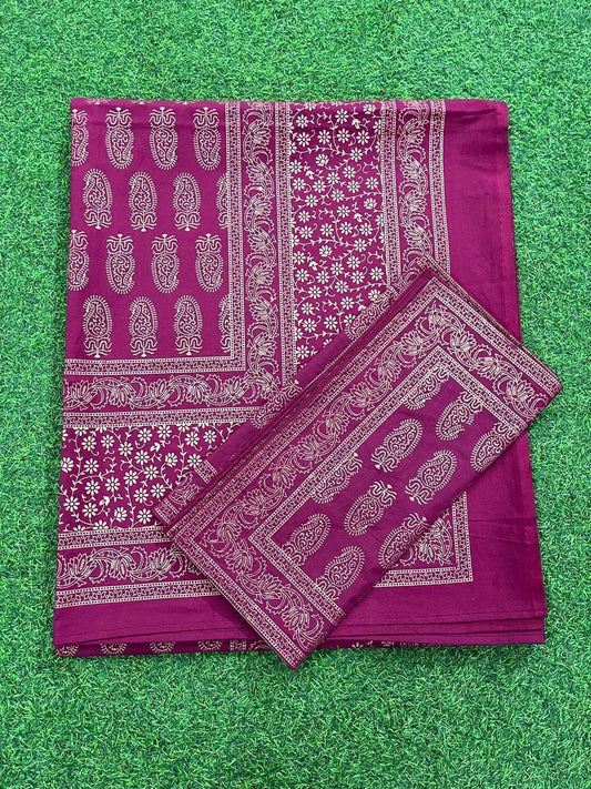 ArtbyKAMASK 100% Organic Cotton Hand Block Printed Double Bed Sheet - 210 TC Double Bed Sheet in Queen Size - Size - 90 X 108 Inches (228 x 274 cms) - 1 Bedsheet and 2 Pillow Covers - Bhumika Pink & Yellow + 5 Variants