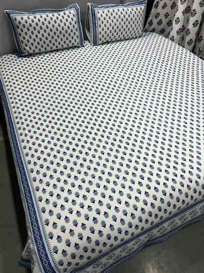 ArtbyKAMASK 100% Organic Cotton Hand Block Printed Double Bed Sheet - 210 TC Double Bed Sheet in King Size - Size - 108 X 108 Inches 274 x 274 cms) - 1 Bedsheet and 2 Pillow Covers - Dhanya Yellow + 2 Variants