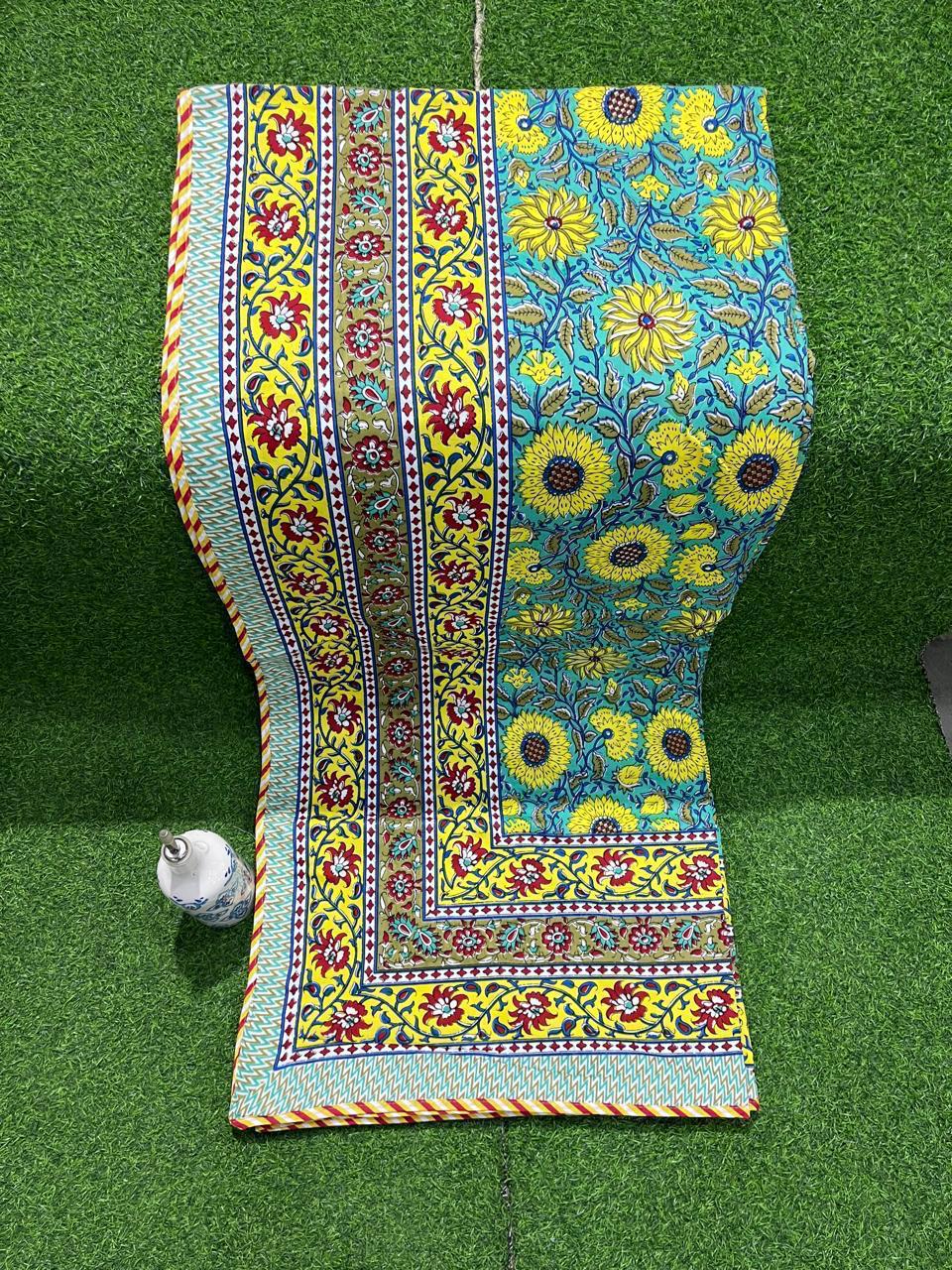 ArtbyKAMASK 100% Organic Cotton Hand Block Printed Dohar - 3 Layered Dohar in Queen Size - Size - 90 X 108 Inches (228 x 274 cms) - 1 Dohar - Siddhi Dohar Green + 2 Variants