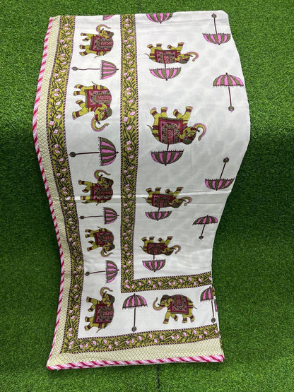 ArtbyKAMASK 100% Organic Cotton Hand Block Printed Dohar - 3 Layered Dohar in Queen Size - Size - 90 X 108 Inches (228 x 274 cms) - 1 Dohar - Damini Dohar Red & Blue