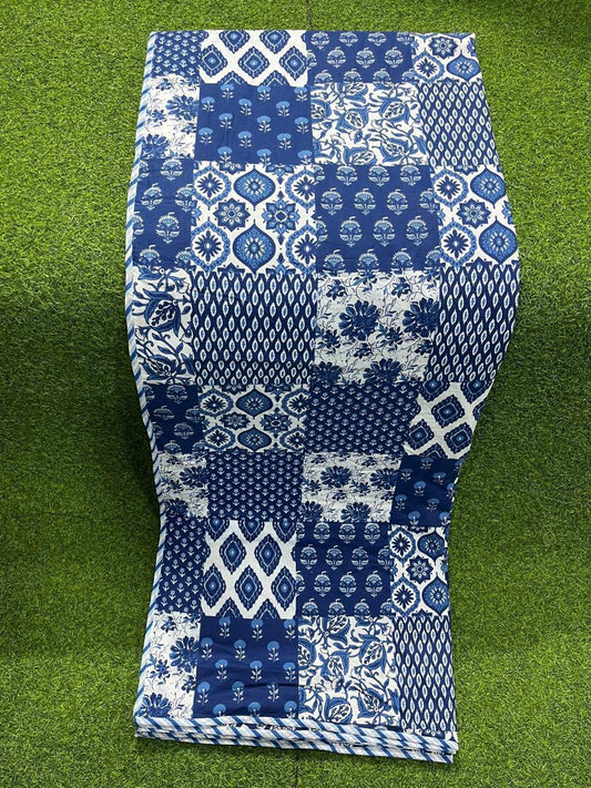 ArtbyKAMASK 100% Organic Cotton Hand Block Printed Dohar -3 Layered Dohar in Queen Size 90X108 Inches (228x274 cms) - 1 Dohar -Bhumi Blue & 3 Variants