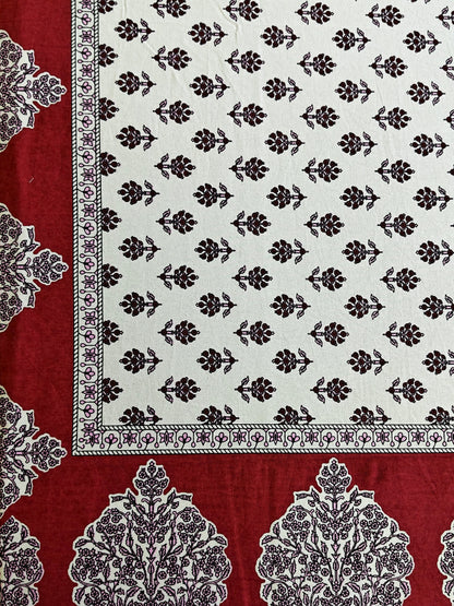 ArtbyKAMASK 100% Organic Cotton Hand Block Printed Double Bed Sheet I 210 TC Double Bed Sheet in King Size I Size - 108 X 108 Inches 274 x 274 cms) I 1 Bedsheet and 2 Pillow Covers I Jamini Pink & Maroon + 2 Color Variants