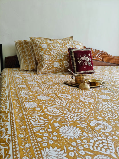 ArtbyKAMASK 100% Organic Cotton Hand Block Printed Double Bed Sheet I 210 TC Double Bed Sheet in King Size I Size - 108 X 108 Inches 274 x 274 cms) I 1 Bedsheet and 2 Pillow Covers I Vaidehi Pink & Maroon + 2 Color Variants