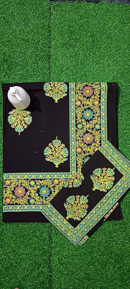 Hand-block printed organic cotton bed sheet, queen size, with traditional Bagru design by ArtbyKAMASK.